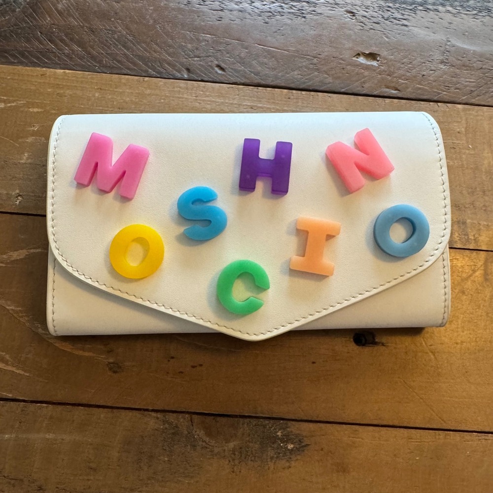 Moschino Couture White Leather Wallet on Chain Crossbody Bag